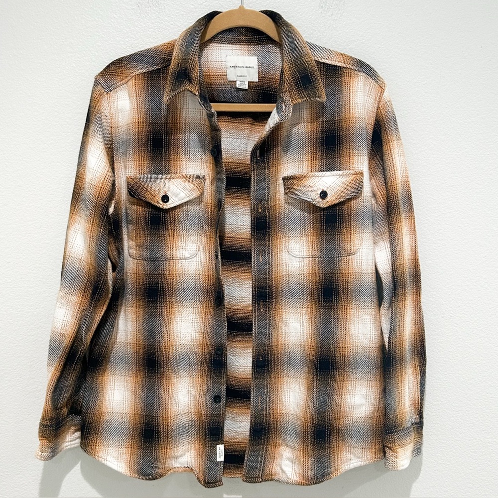 American Eagle Outfitters Plaid Shirt - Brown and Black